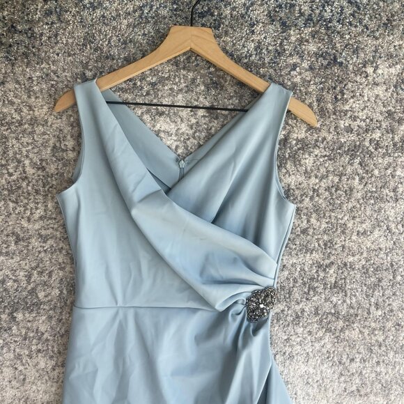 Alex Evenings Dress Womens 6 Sleeveless Maxi Gown Ruched Beaded Formal Elegant - Picture 2 of 8